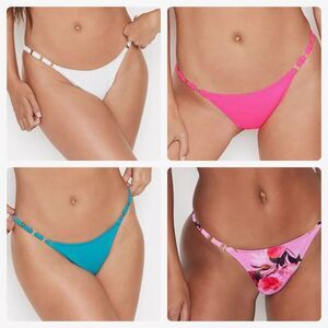 Victorias Secret Pink Oceanside Gold V Brazilian Swim Bikini Bottom Sz M NWT